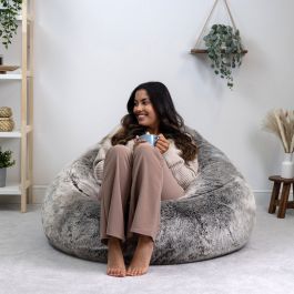 icon® Arctic Wolf Faux Fur Cocoon Bean Bag