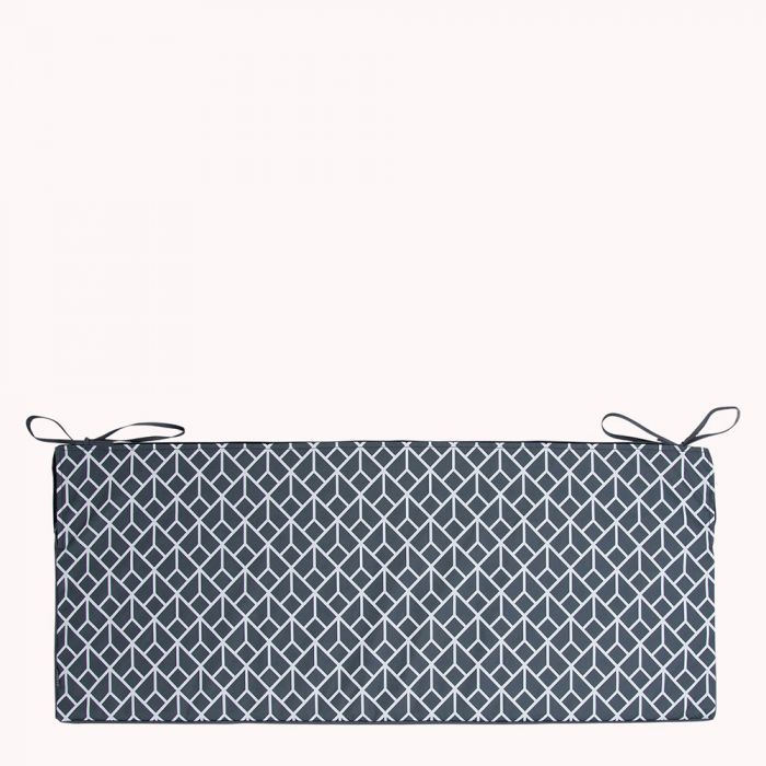 Veeva Small Geometric Print Indoor Outdoor Bench Cushion Charcoal Grey