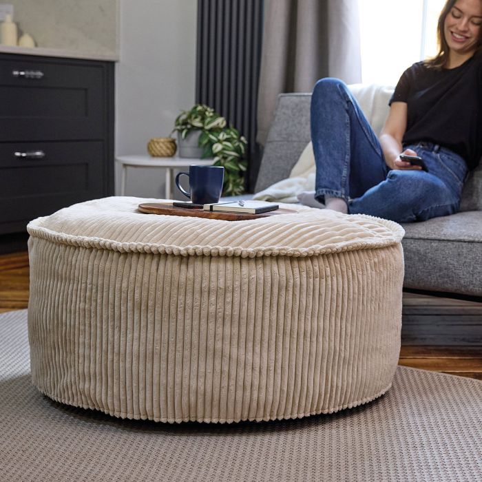 icon Como Round Chunky Cord Footstool Natural