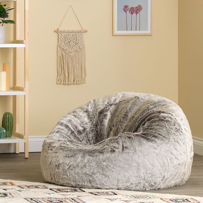 icon® Kenai Luxury Faux Fur Bean Bag, Arctic Wolf