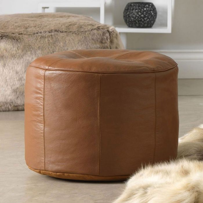 43cm x 27cm Black Bedrooom Footstool Bean Bags icon Valencia Leather Footstool Pouffe Large Real Leather Living Room 
