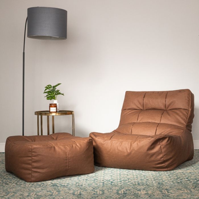 Brown leather bean bag sales