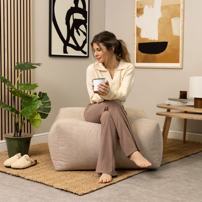 icon Tetra Corduroy Modular Pouffe Natural