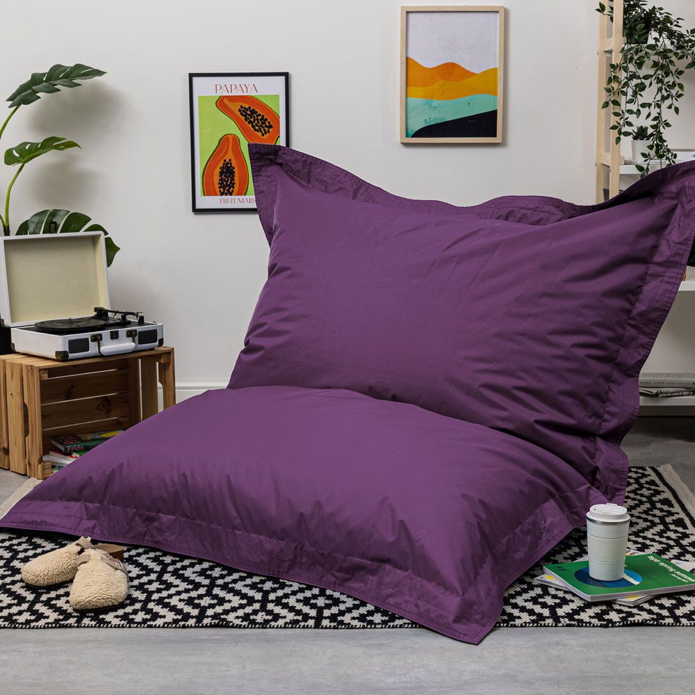Bazaar Bag® Indoor & Outdoor Giant Floor Cushion Bean Bag, Mulberry Purple