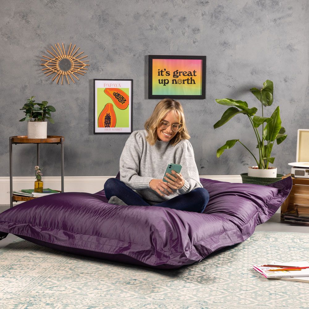 Bazaar Bag® Indoor & Outdoor Giant Floor Cushion Bean Bag, Mulberry Purple