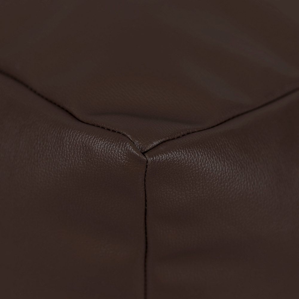 Brown Faux Leather Cube Bean Bag Close Up