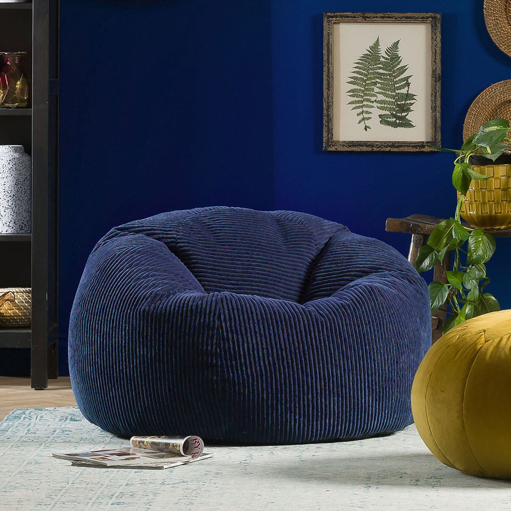 icon® Lorenzo Faux Leather Lounger Bean Bag in navy