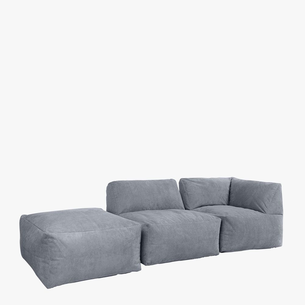 icon Tetra Corduroy Floor Bean Bag Sofa Set, Charcoal
