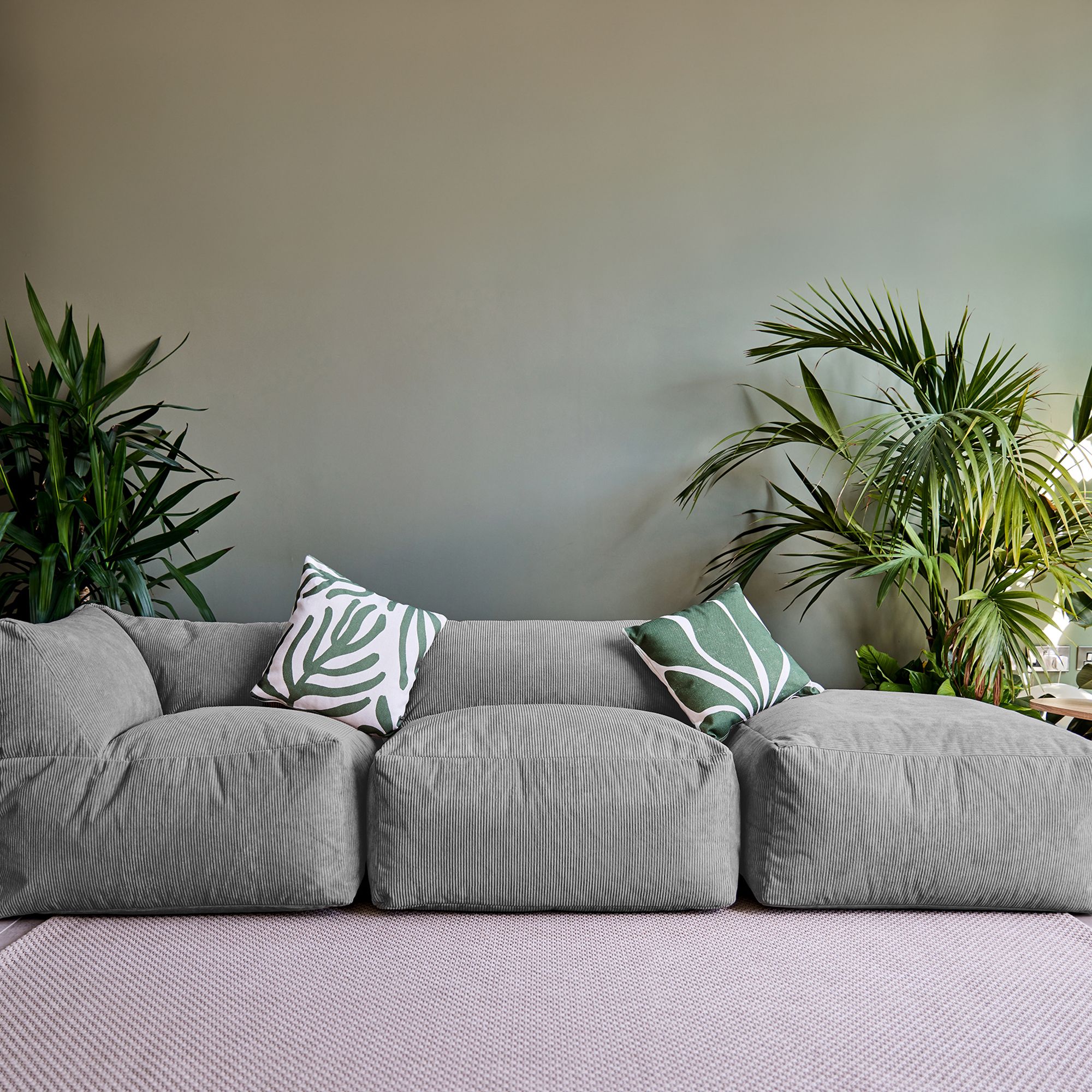 icon Tetra Corduroy Floor Bean Bag Sofa Set, Charcoal