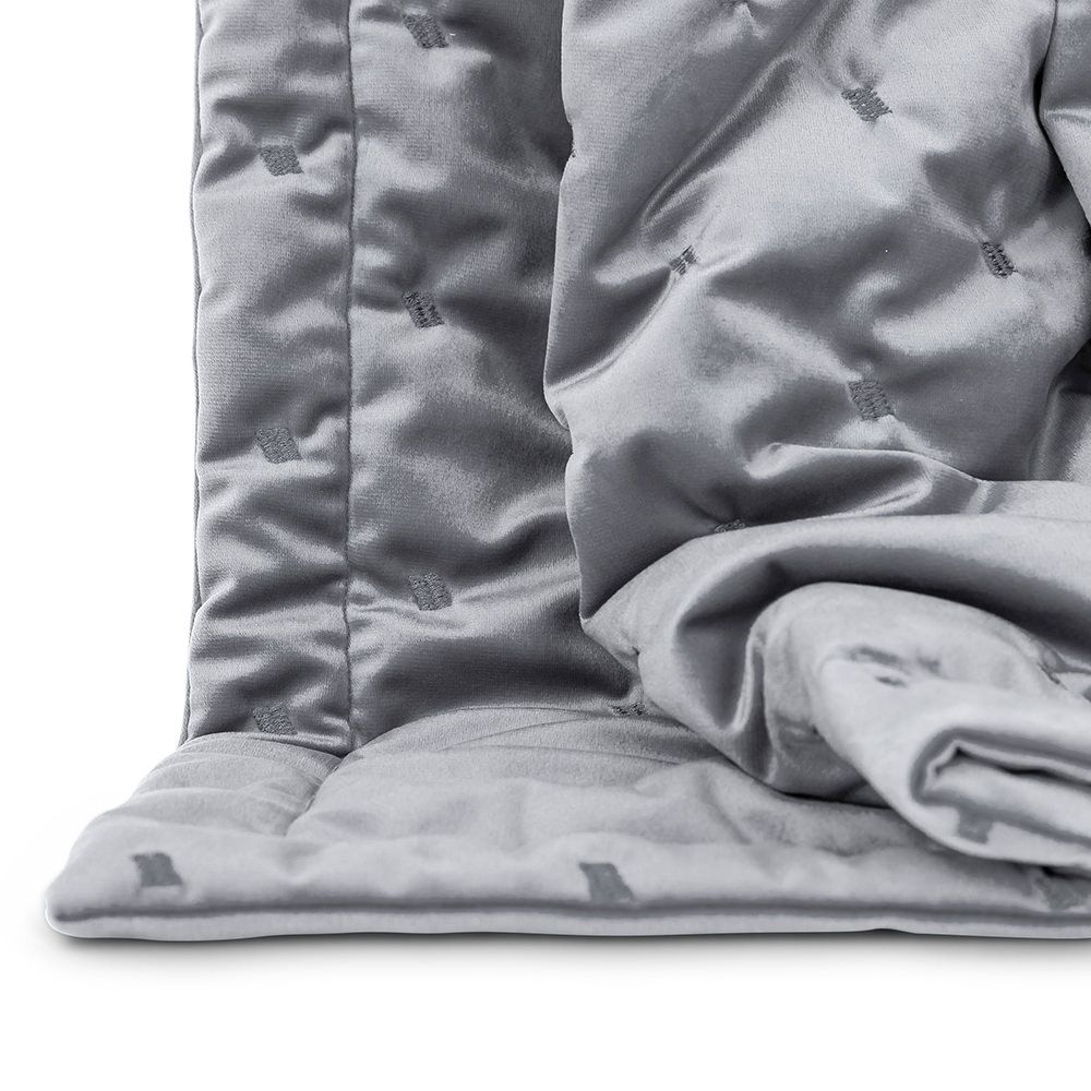 Rosa Quilted Velvet Throw, Grey
