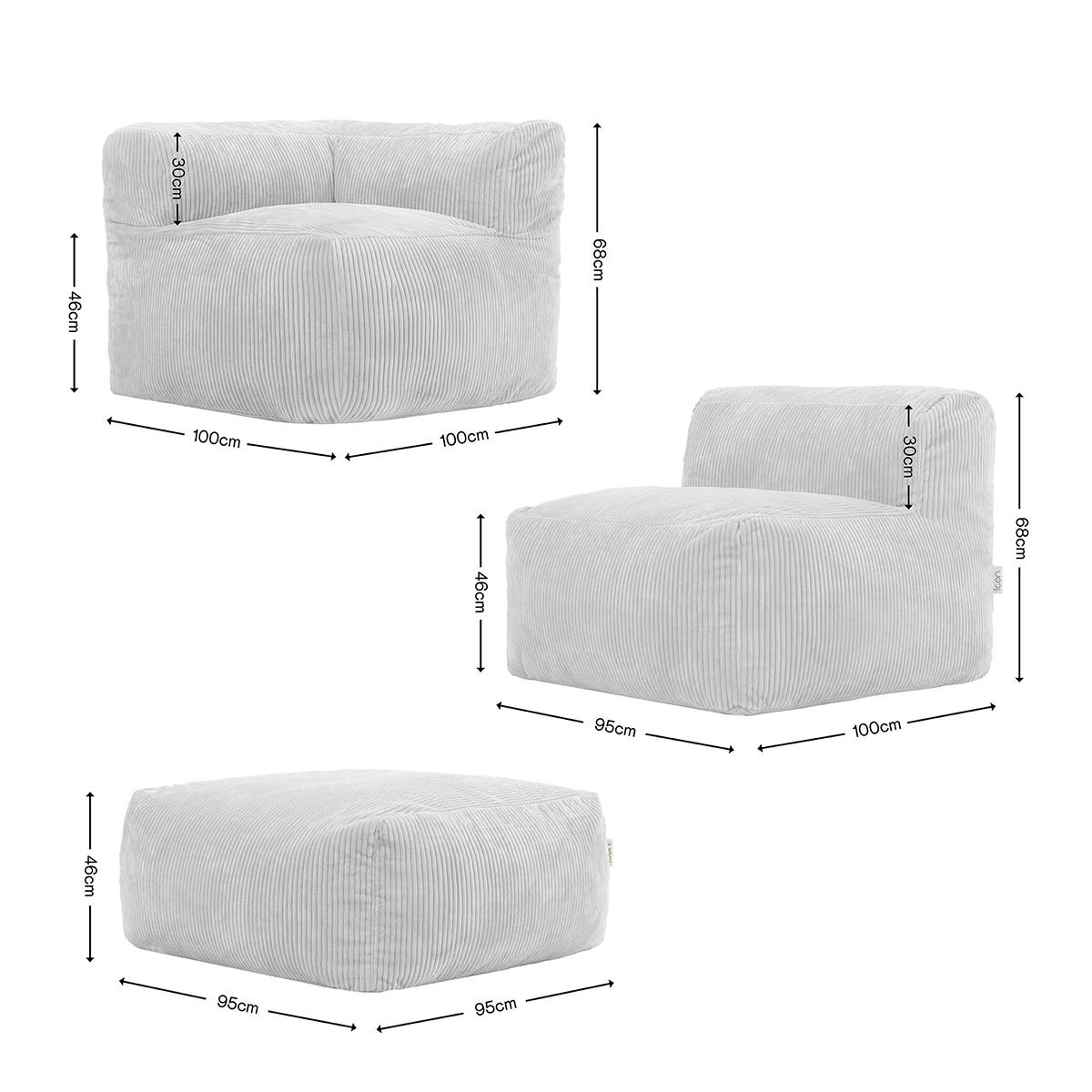 Canapé modulaire Zen, 6 pièces, cordon, naturel