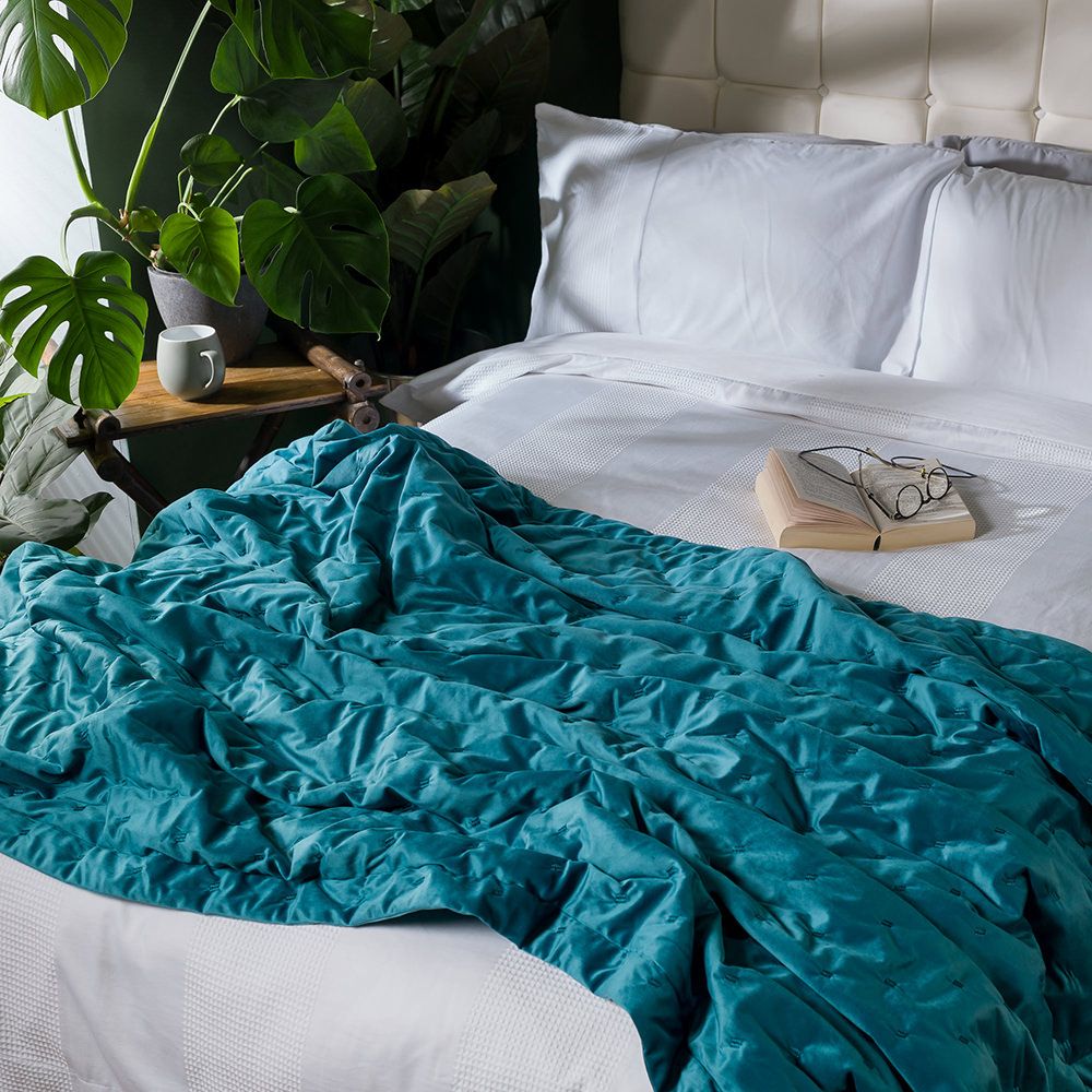 Icon® Rosa Velvet Throw, Teal