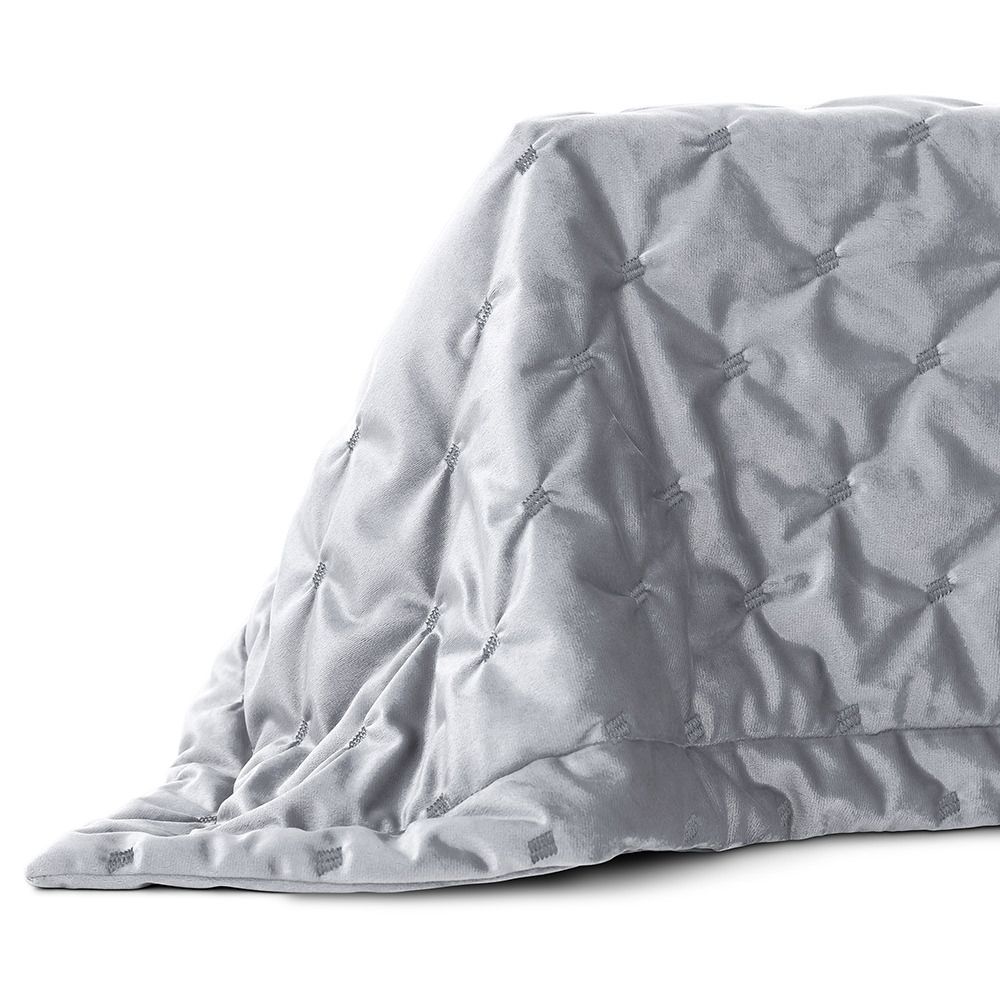 Rosa Quilted Velvet Throw, Grey