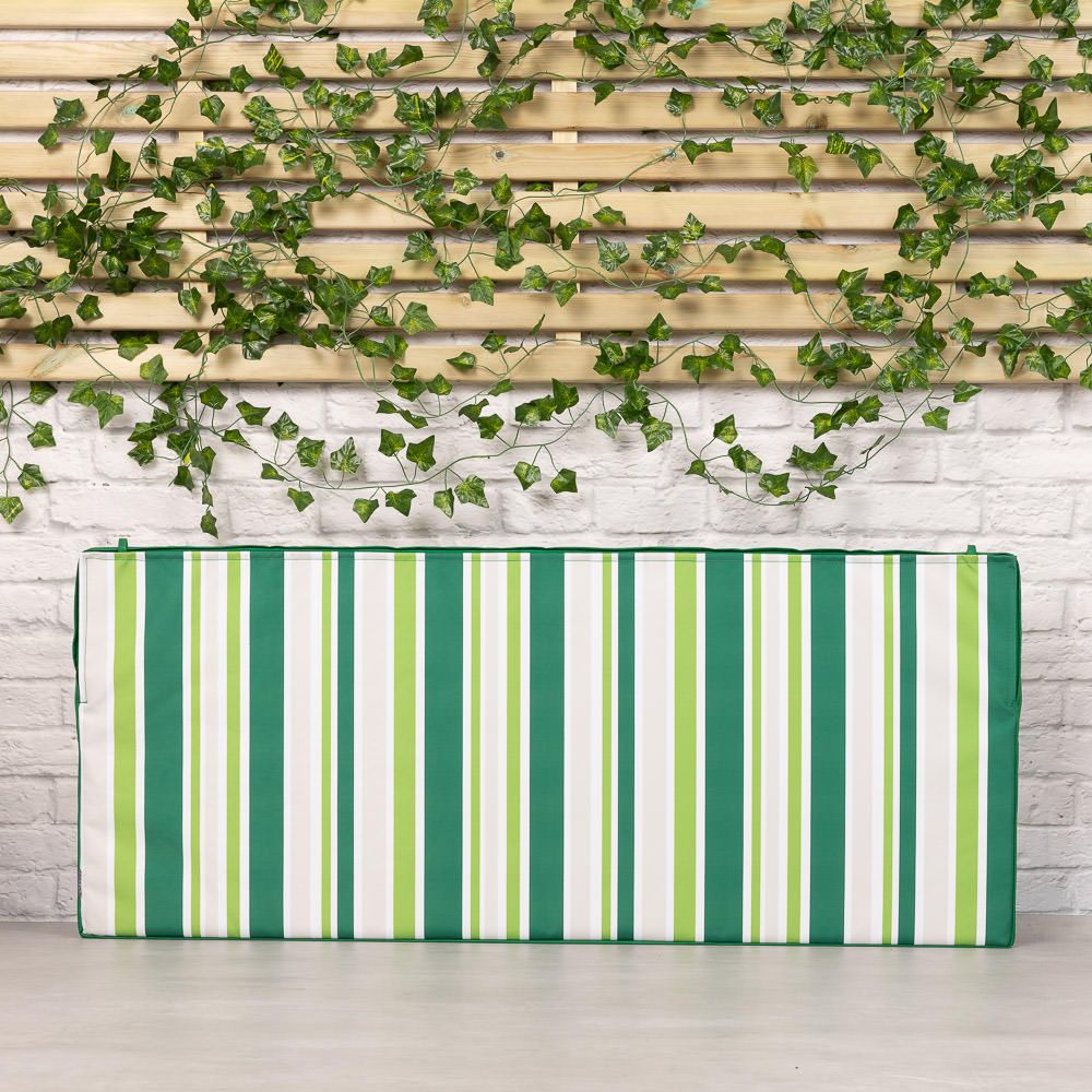 Striped Outdoor Garden Bench Cushion, 108 x 45cm