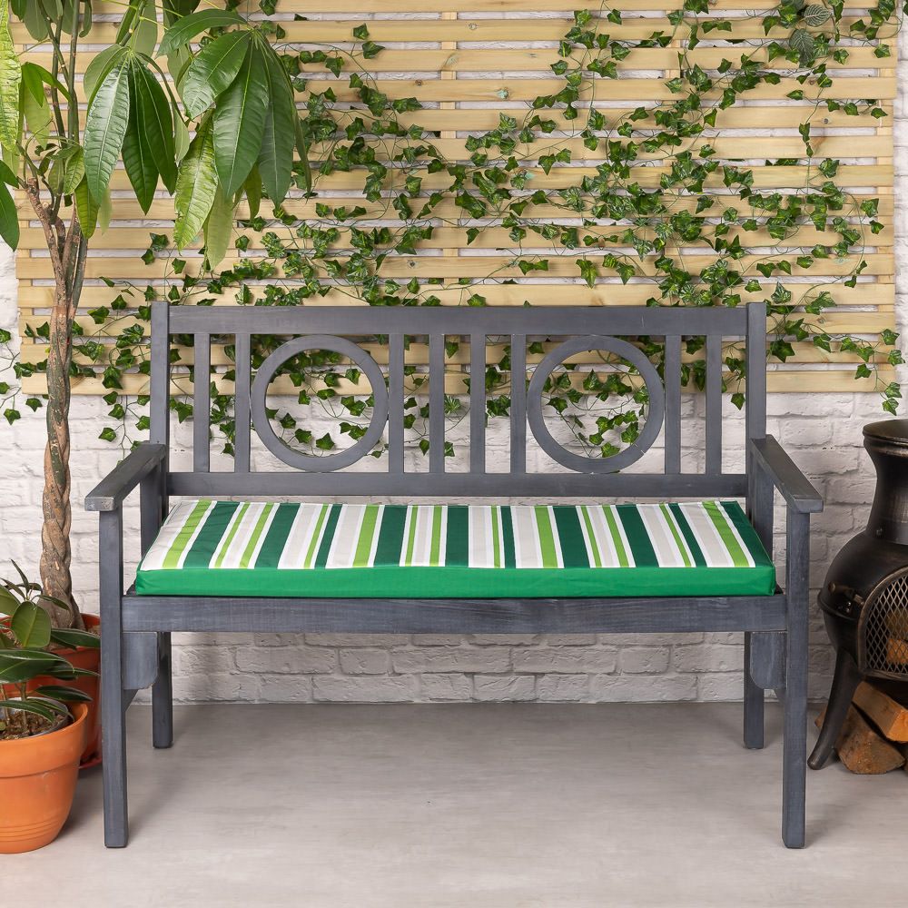 Striped Outdoor Garden Bench Cushion, 108 x 45cm