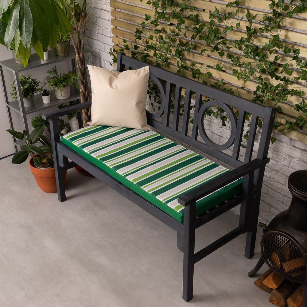 Striped Outdoor Garden Bench Cushion, 108 x 45cm