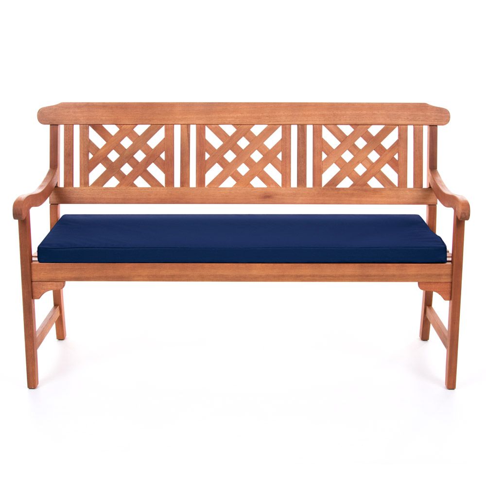 Navy Blue Large 3 Seater Indoor Outdoor Bench Pad on Bench