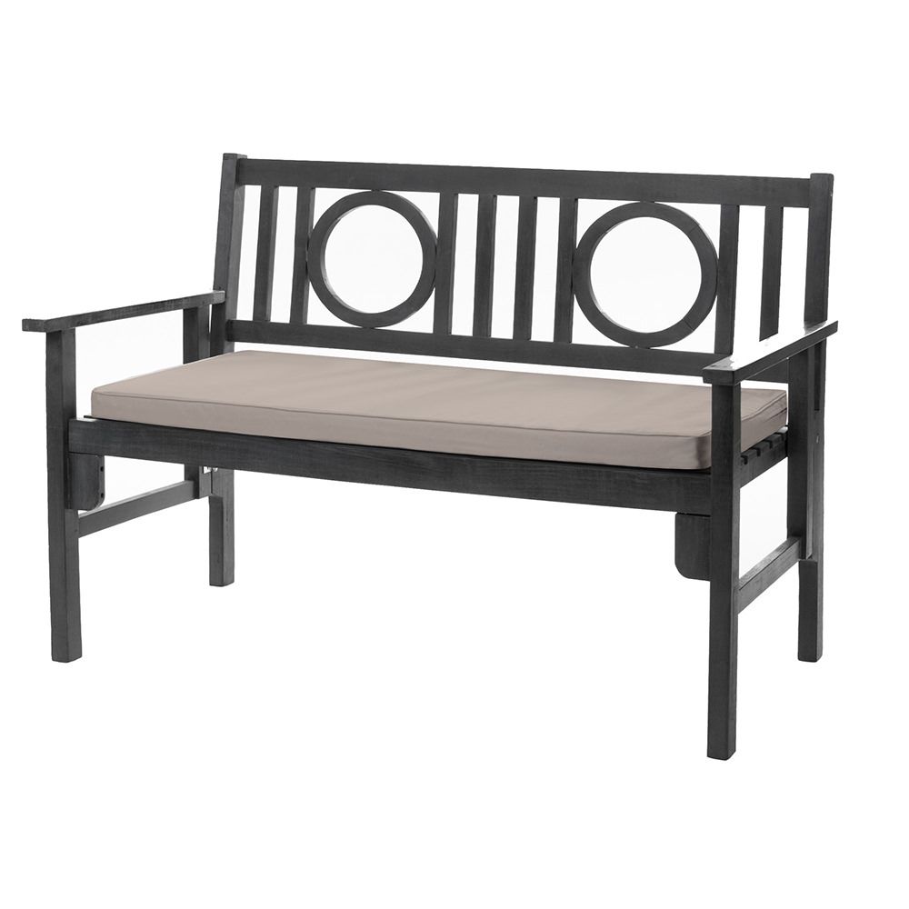 Grey Medium 2 Seater Indoor Outdoor Bench Pad on Bench