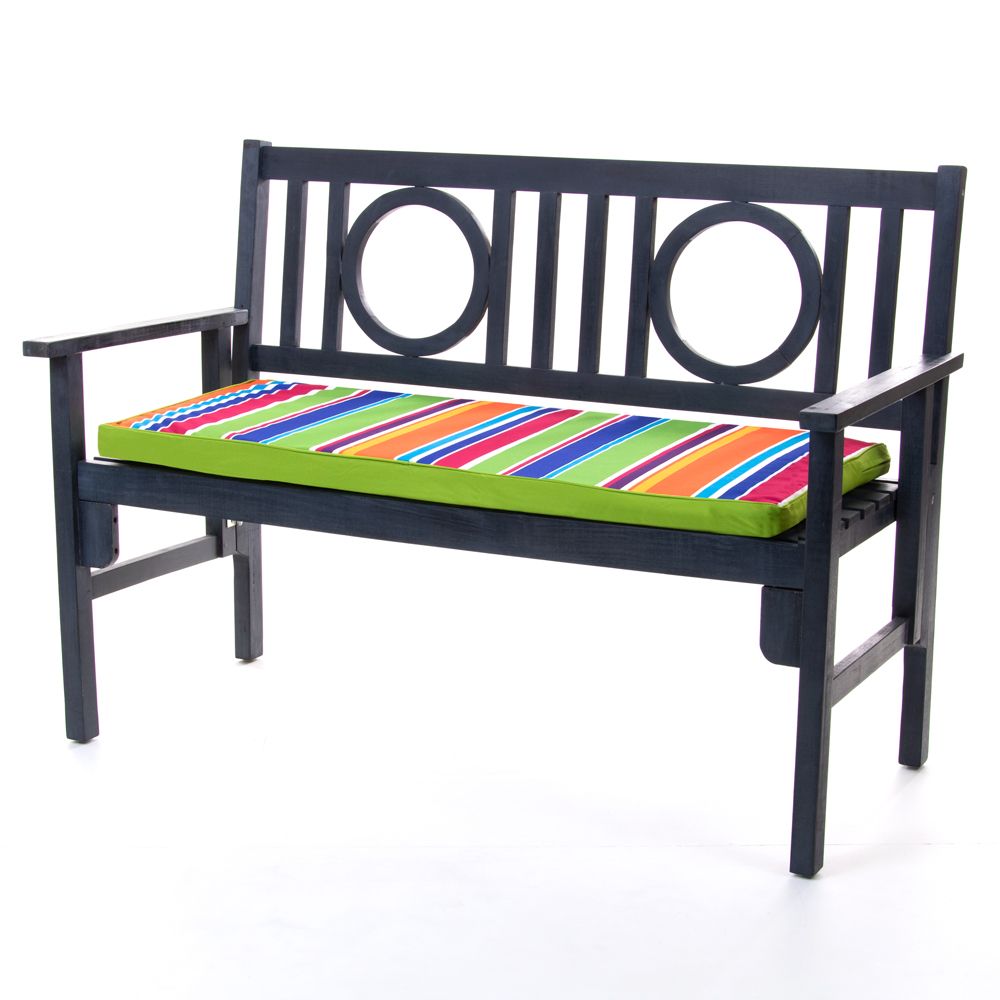 Technicolour stripe bench pad on bench