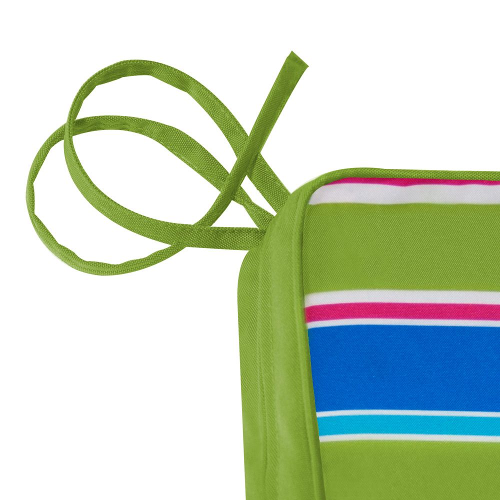 Technicolour stripe bench pad tie close up