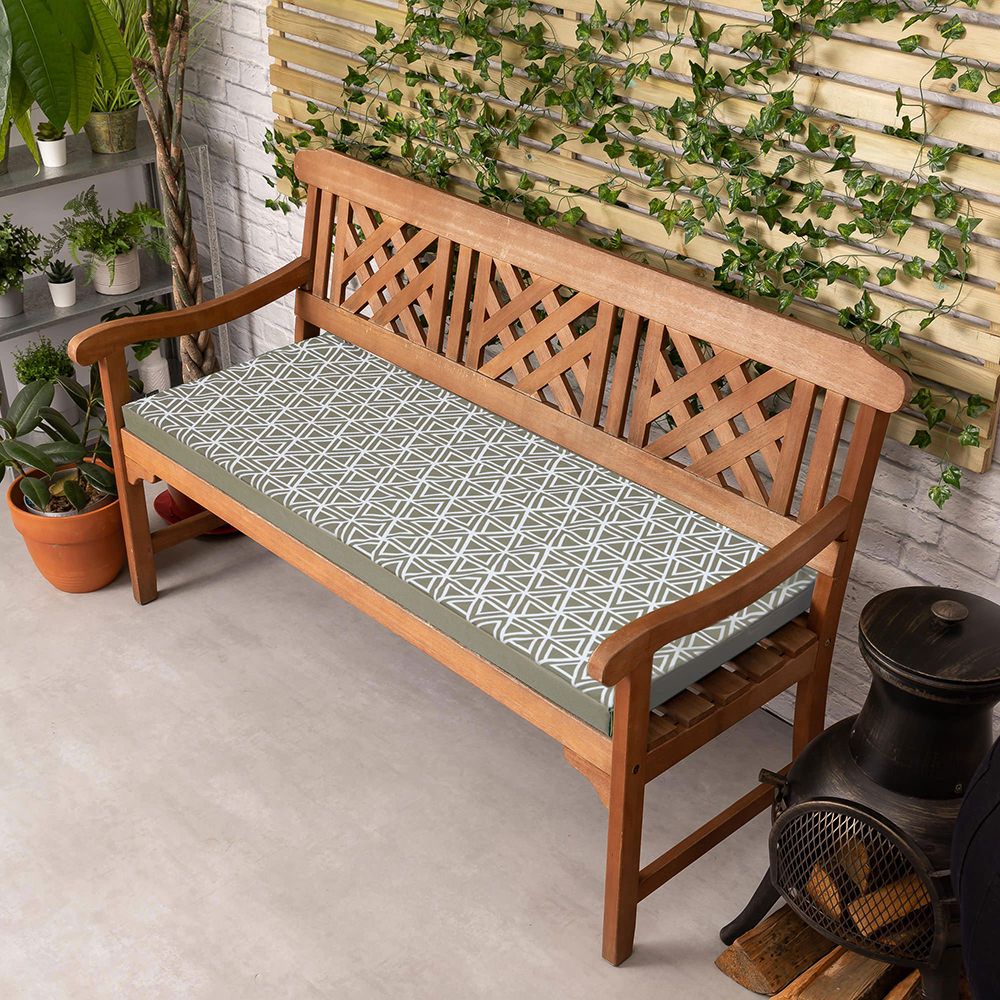 Veeva® Small Geometric Print Indoor Outdoor Bench Cushion, Olive