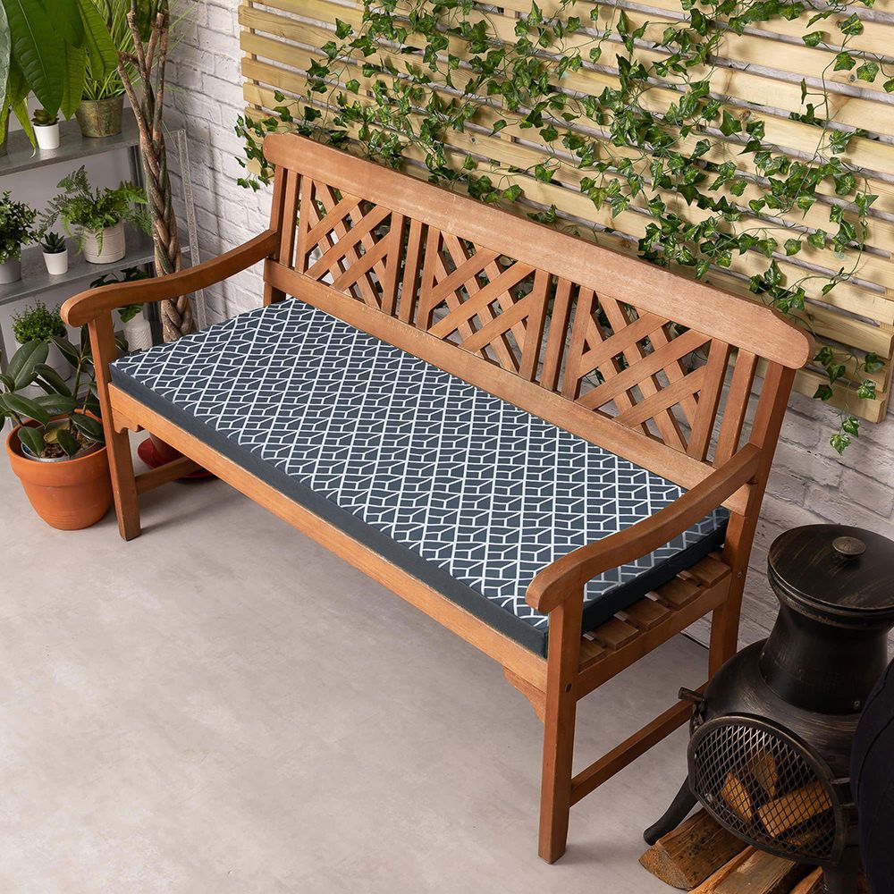 Veeva® Geometric Printed Outdoor Garden Bench Cushion, 108 x 45cm
