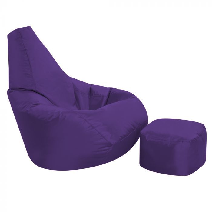 purple high back bean bag and footstool