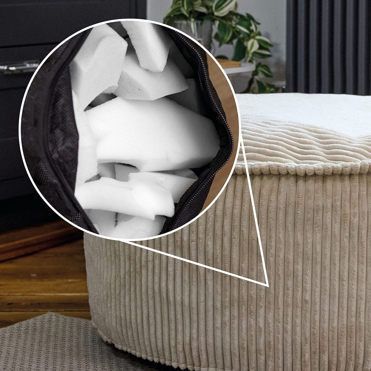 icon® Como Round Chunky Cord Footstool, Natural