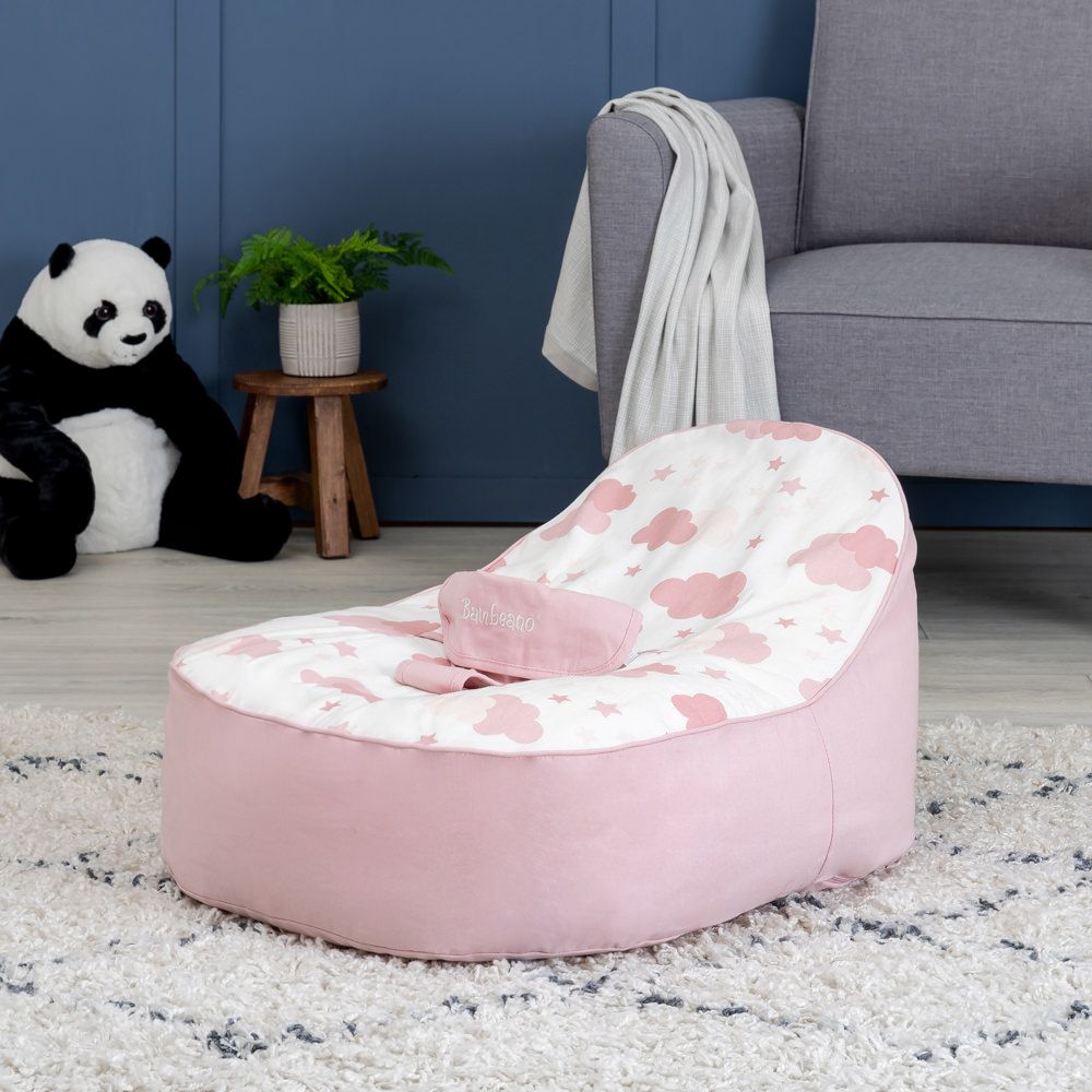 Pink bambeano cloud baby bean bag lifestyle