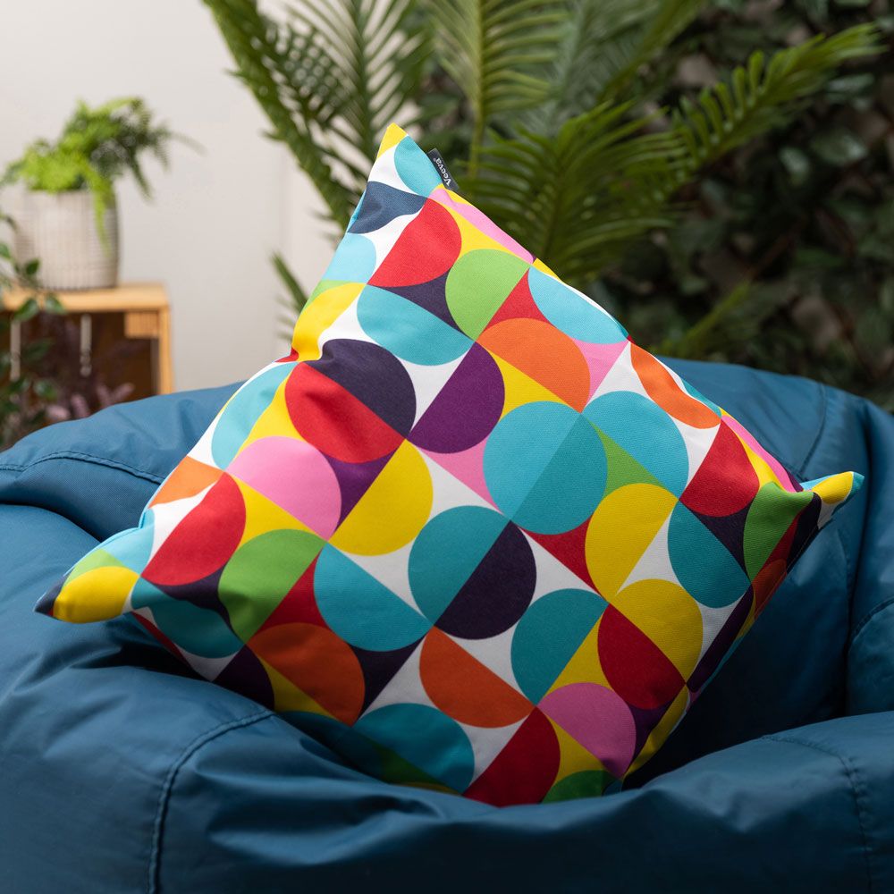 Veeva® Circluar Rainbow Geometric Print Outdoor Cushion