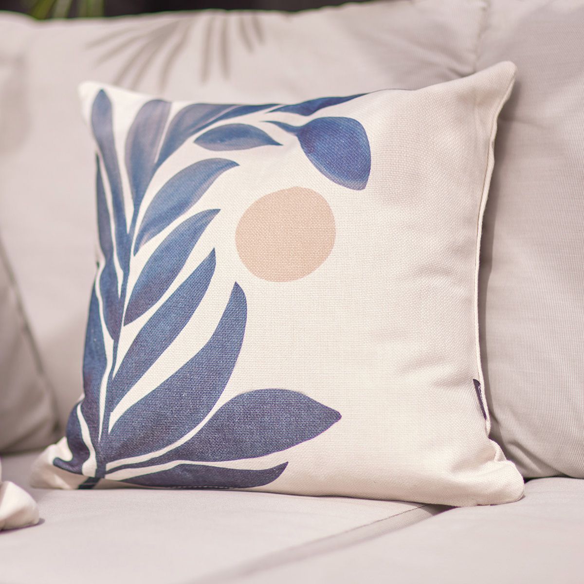 icon® Walnut Leaf Print Cushion, Blue