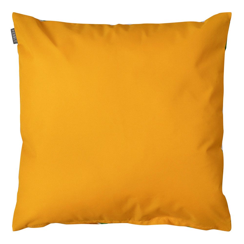 Lemon Leaf Print Outdoor Cushion Yellow Back