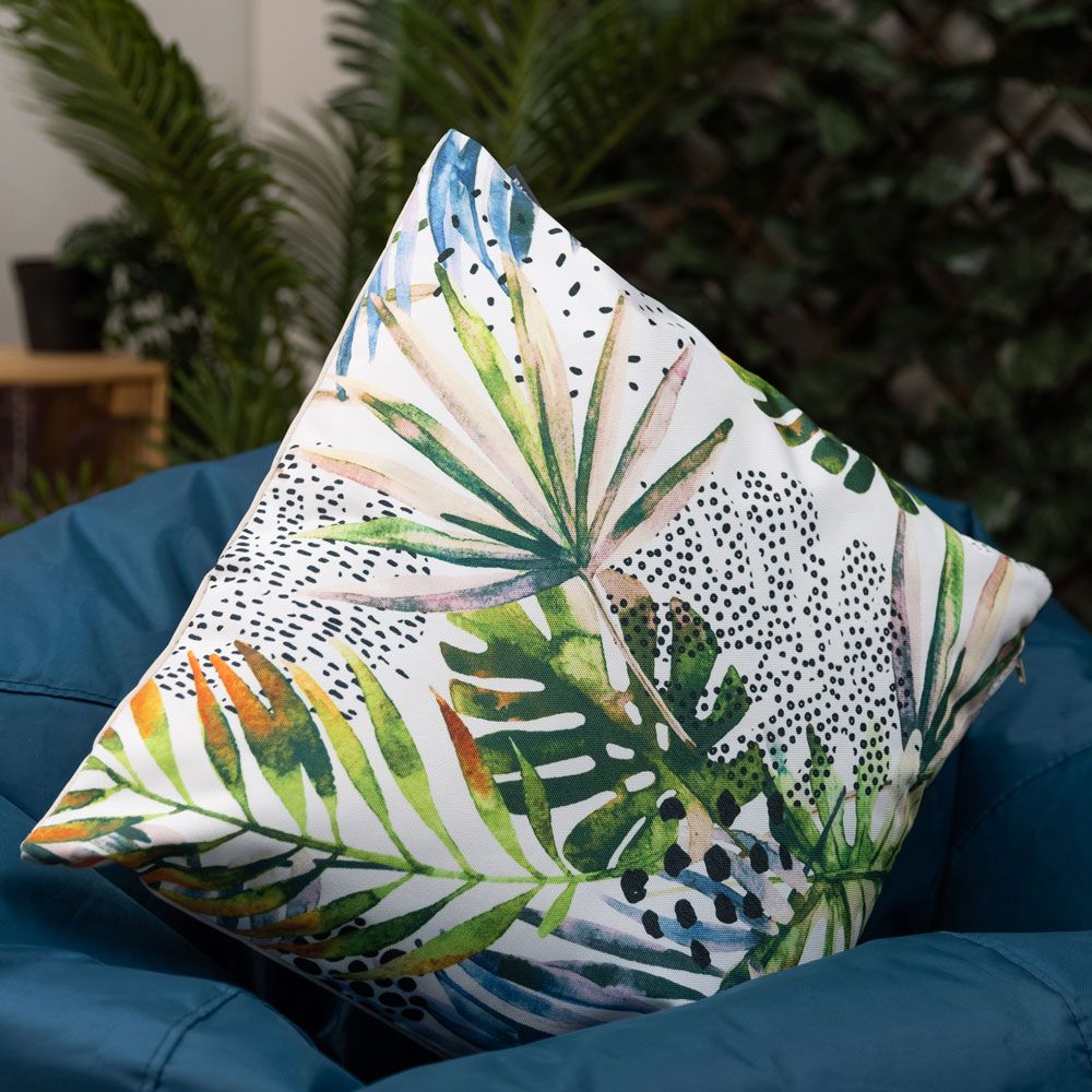 icon® Palm Leaf Print Indoor-Outdoor Cushion, Multicolour