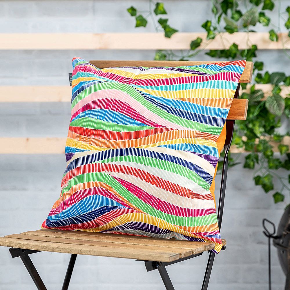 Veeva® Rainbow Wave Stripe Outdoor Cushion