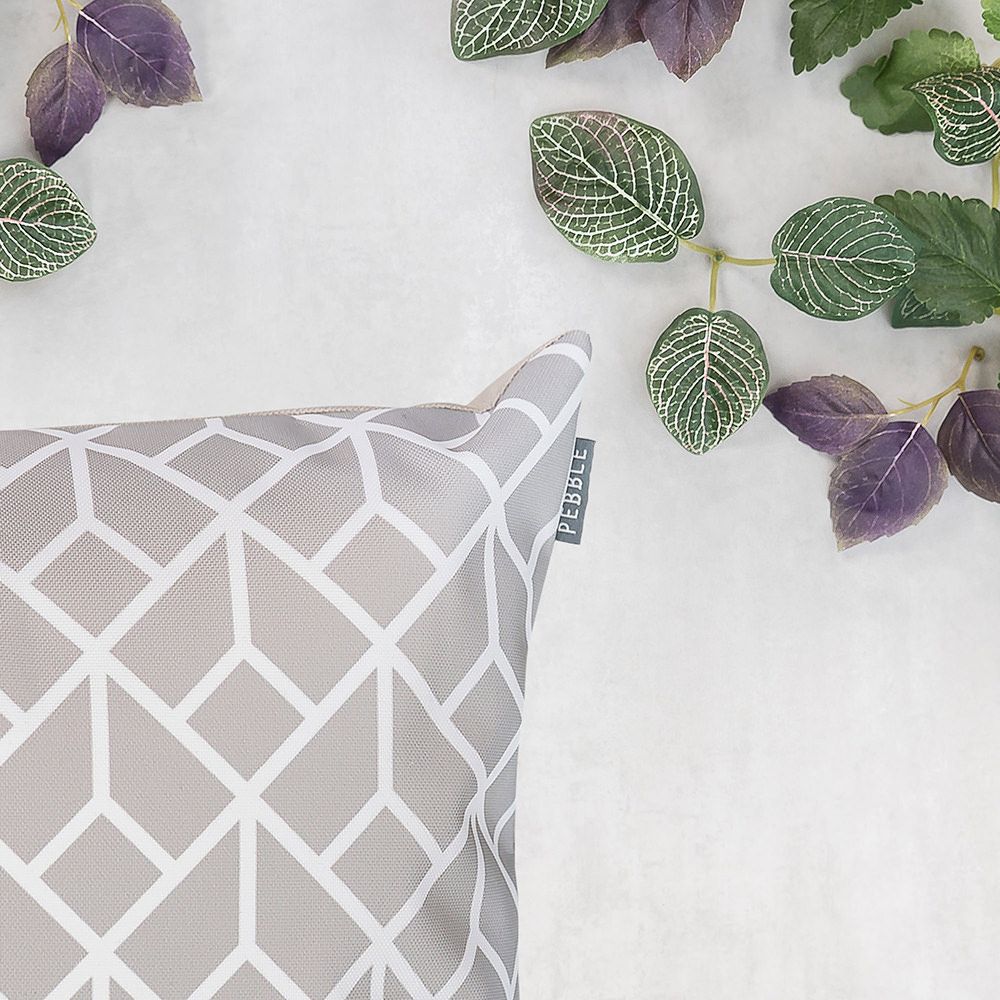 Grey Geometric Outdoor Cushion Close Up