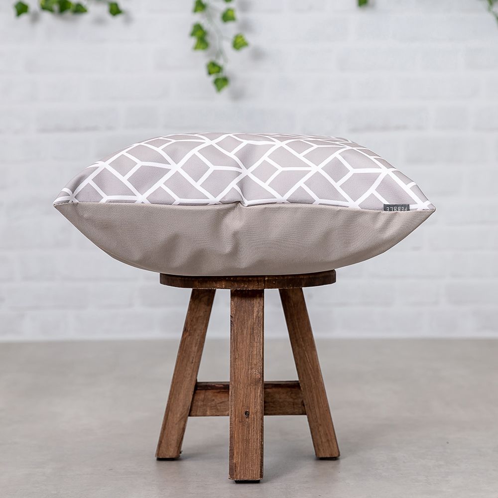 Grey Geometric Outdoor Cushion Side View