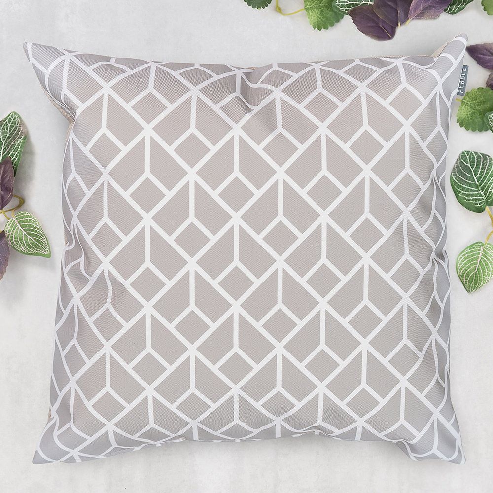 Grey Geometric Outdoor Cushion Leaves