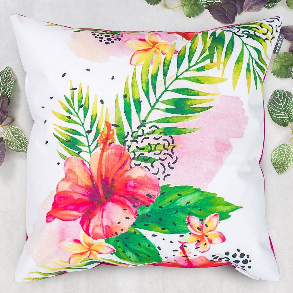 Exotic Floral Print Outdoor Cushion Leaves