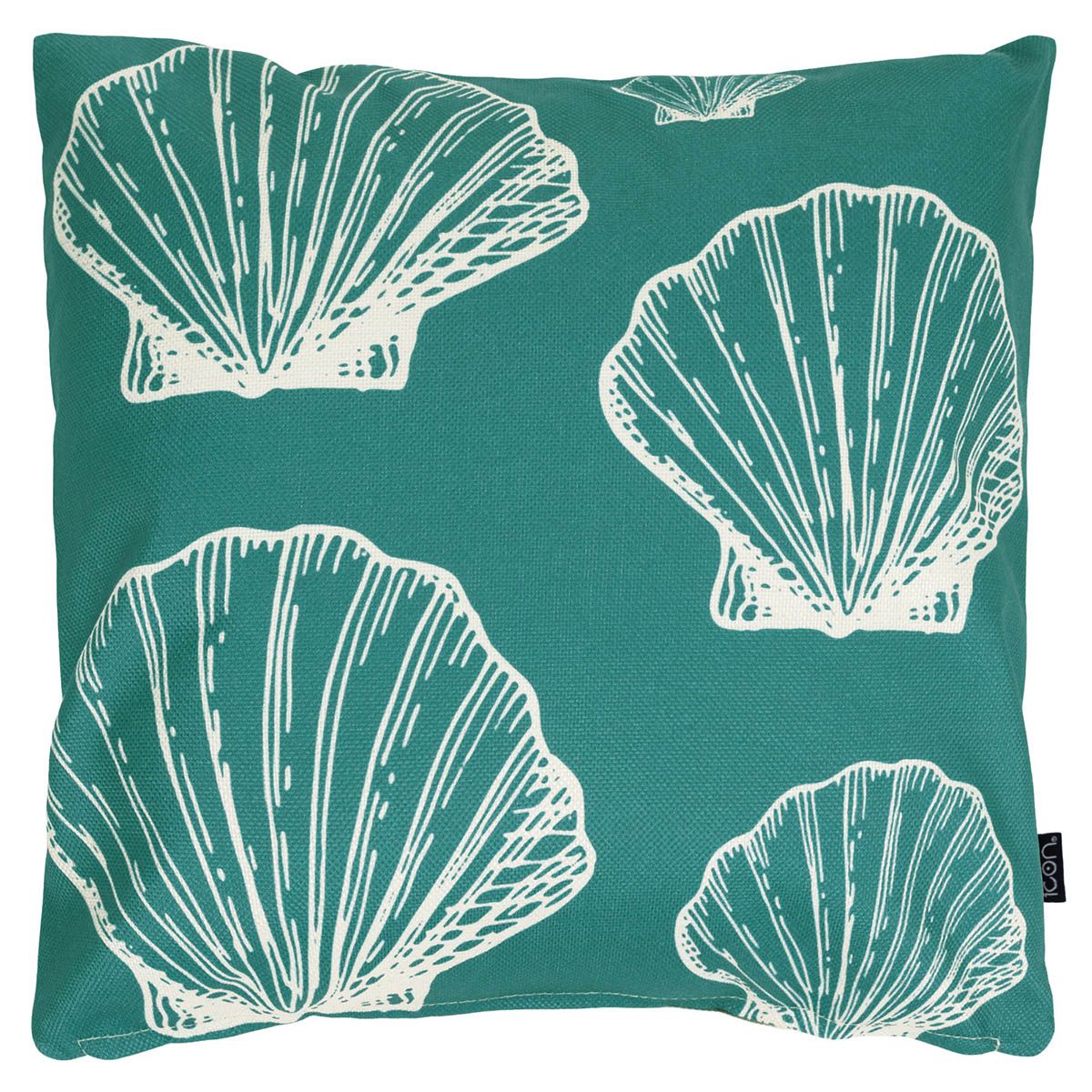 Large Sea Shell Print Indoor-Outdoor Cushion, Blue