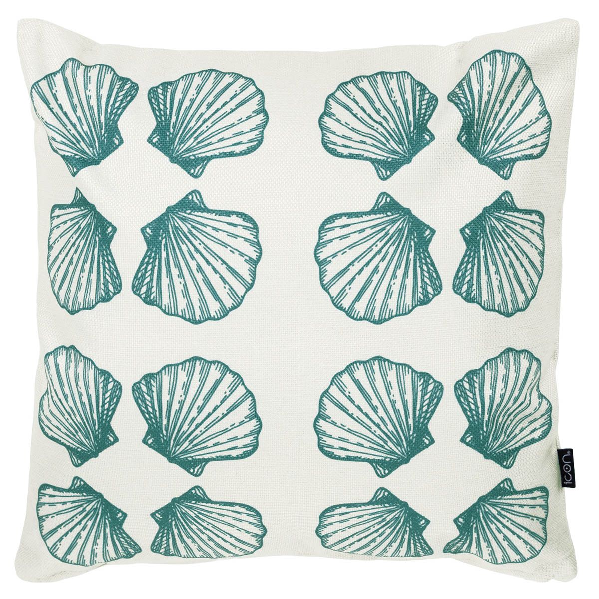 Small Sea Shell Print Indoor-Outdoor Cushion, Cream