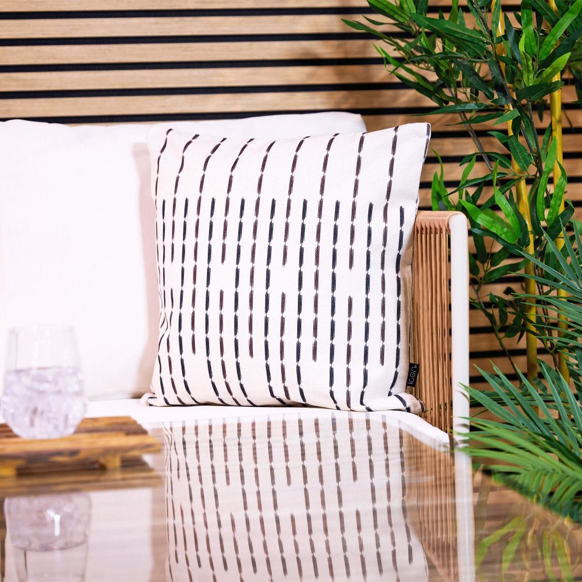 icon® Stripe Print Indoor-Outdoor Cushion, Multicolour