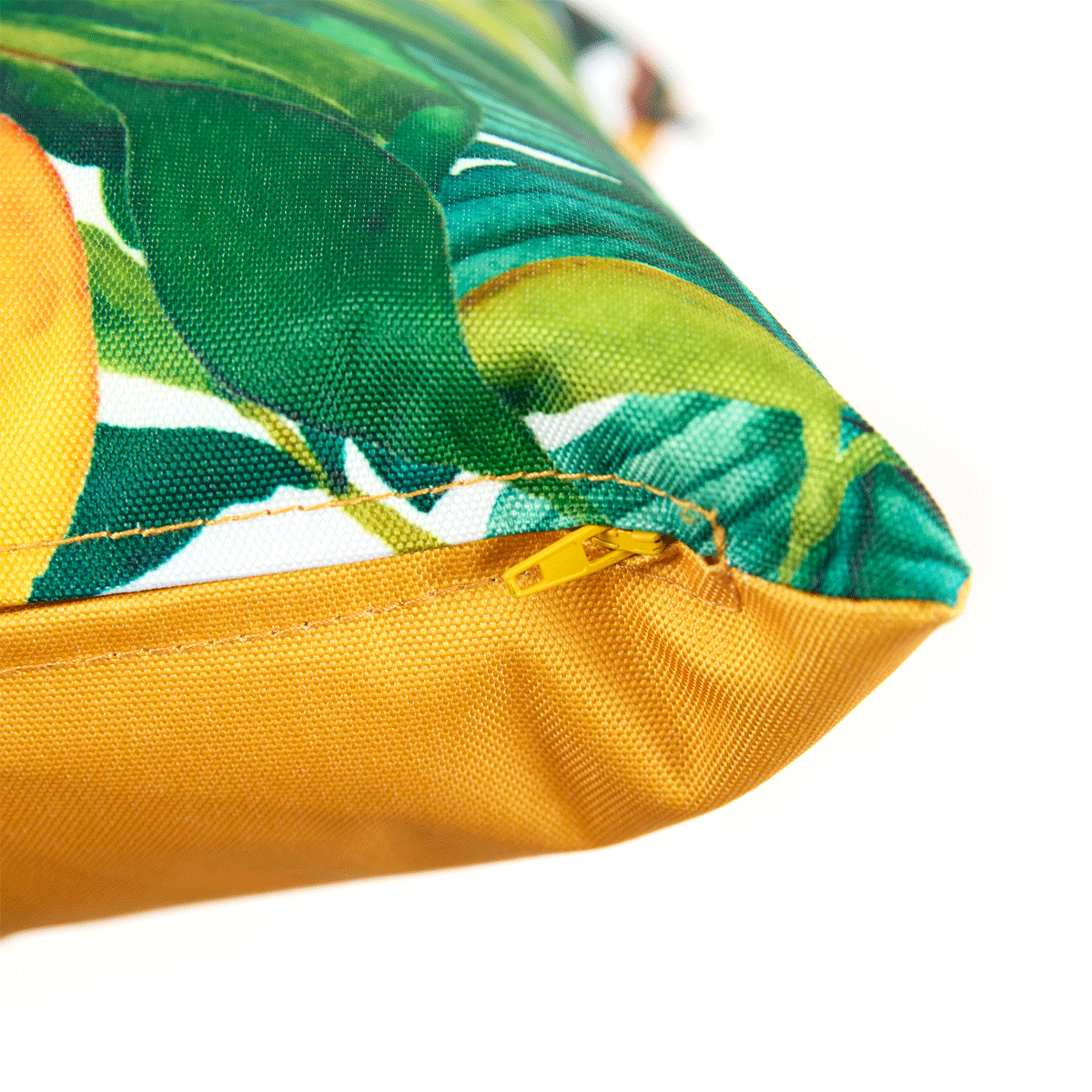Lemon Leaf Print Indoor-Outdoor Cushion, Multicolour