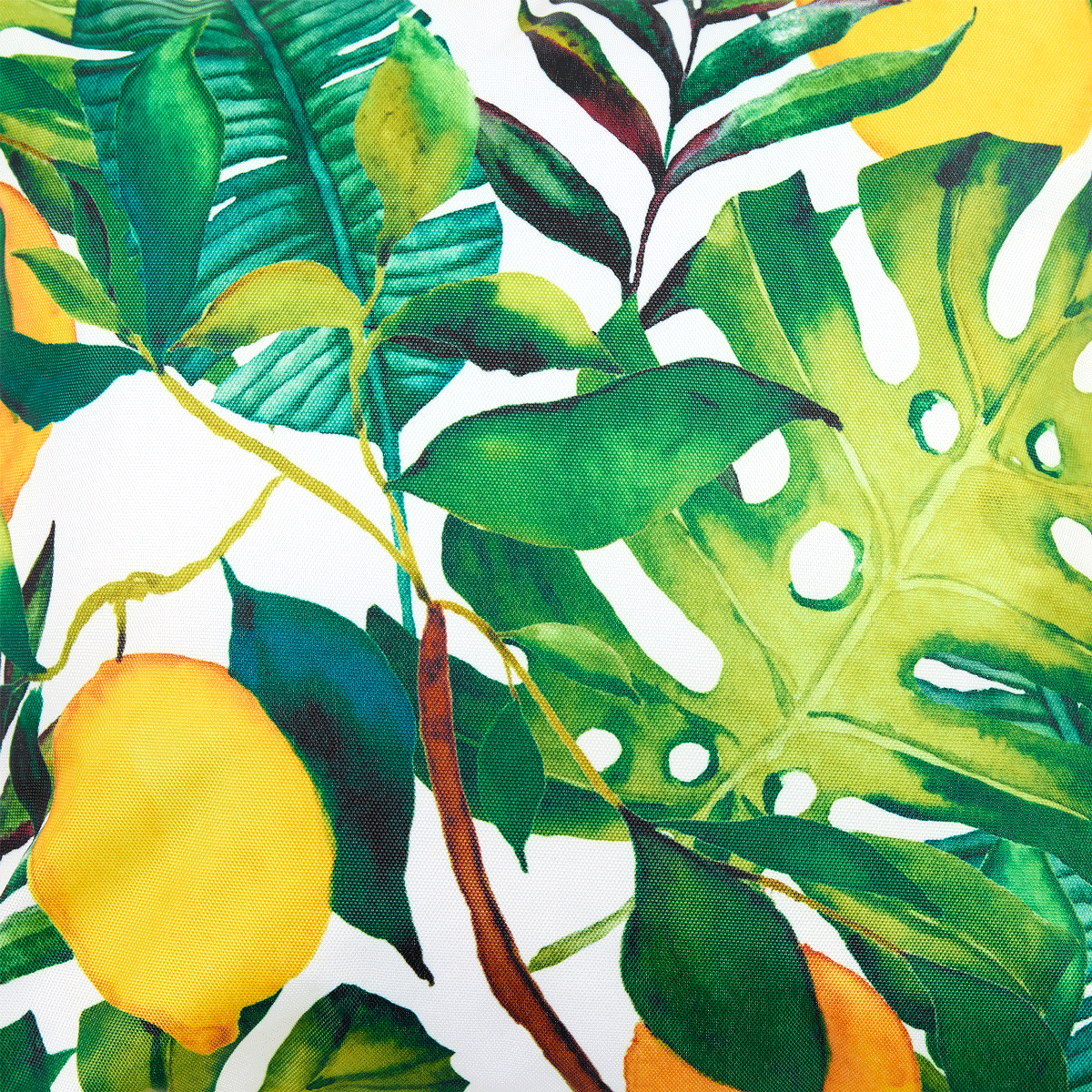 Lemon Leaf Print Indoor-Outdoor Cushion, Multicolour