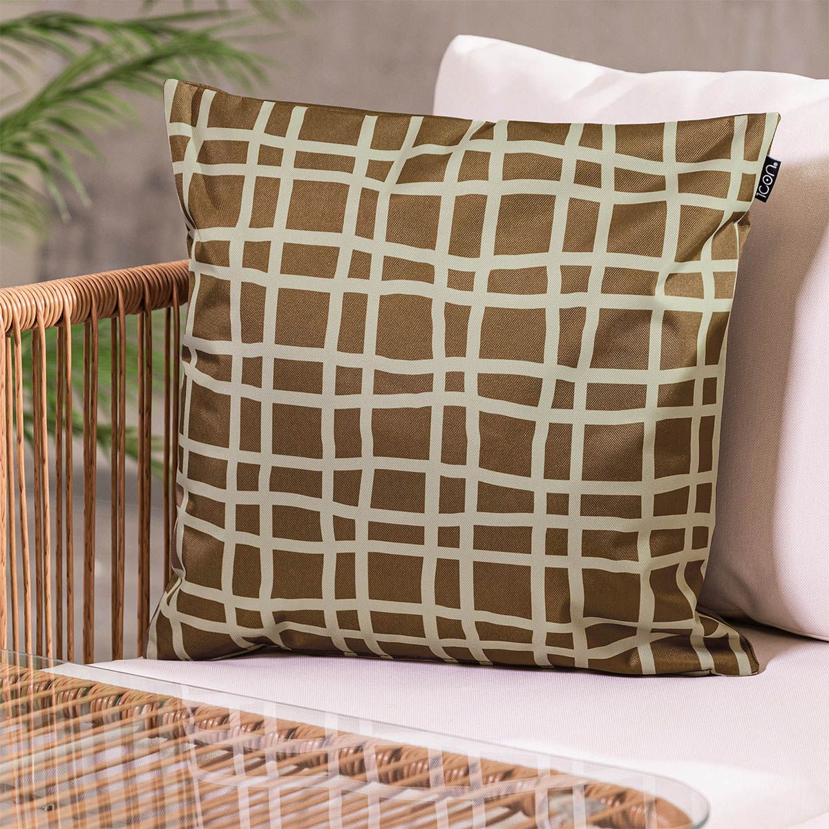 Abstract Print Indoor-Outdoor Cushion, Brown