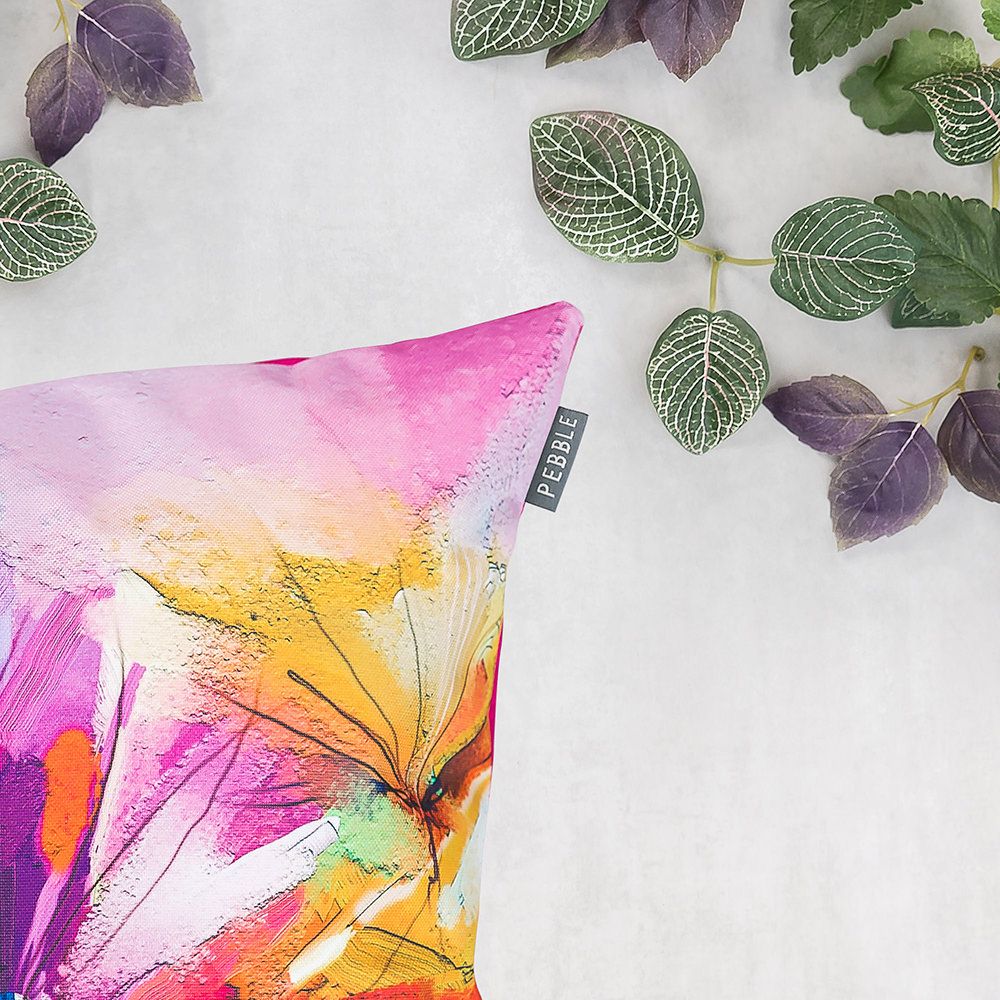 Pink Oil Painting Printed Outdoor Cushion Close Up