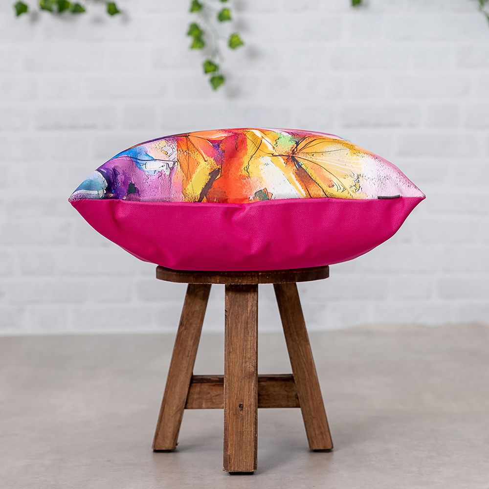 Pink Oil Painting Printed Outdoor Cushion Side view