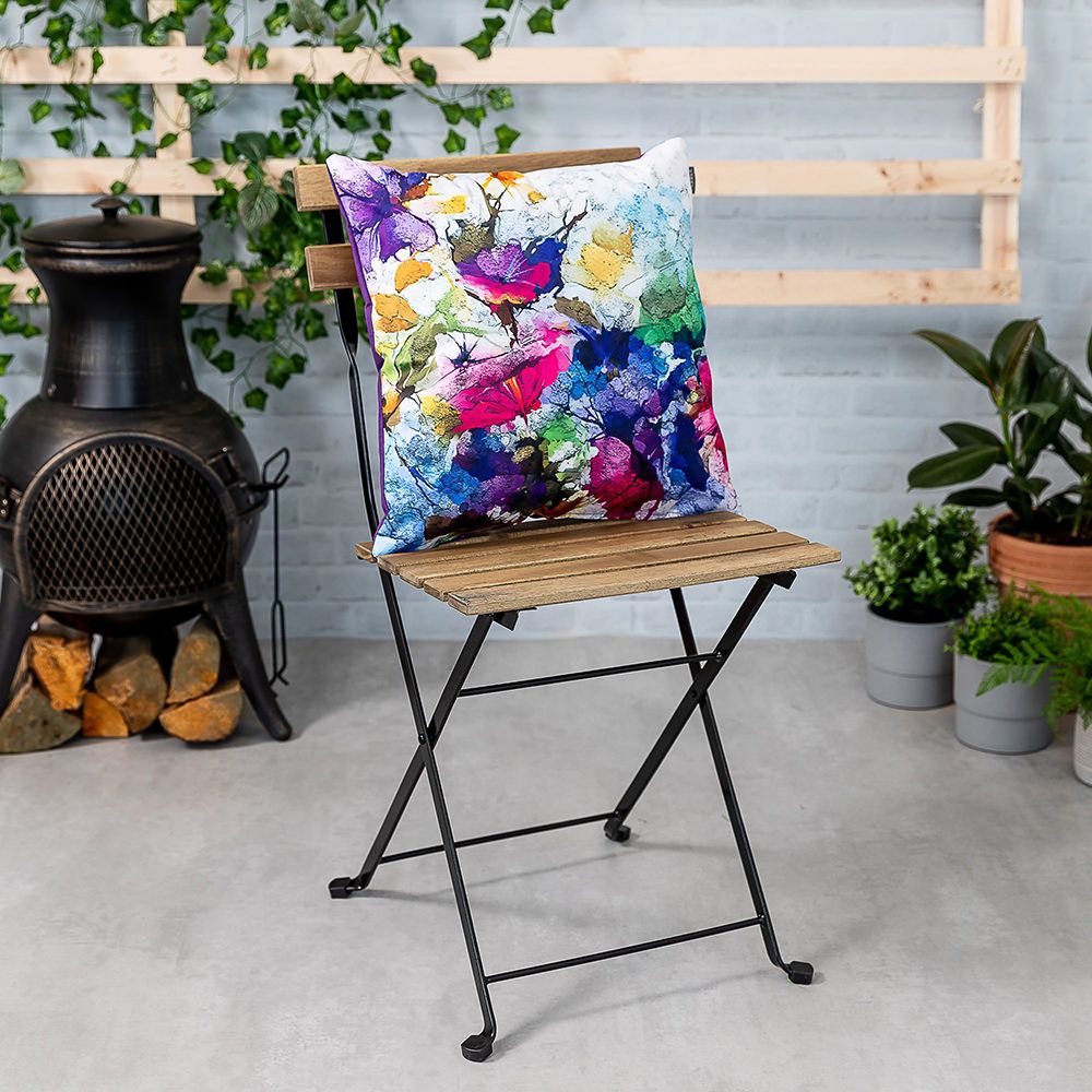 Purple Oil Painting Outdoor Cushion Lifestyle