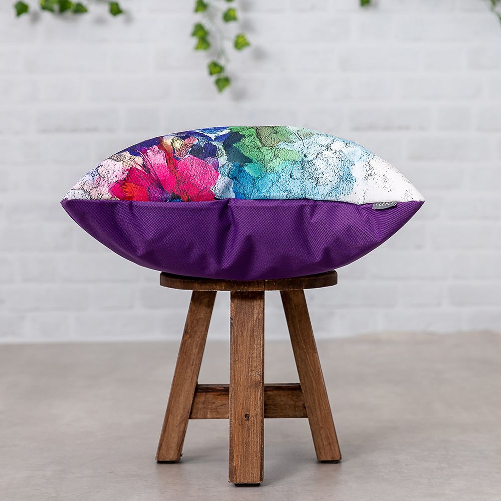 Purple Oil Painting Outdoor Cushion Side View