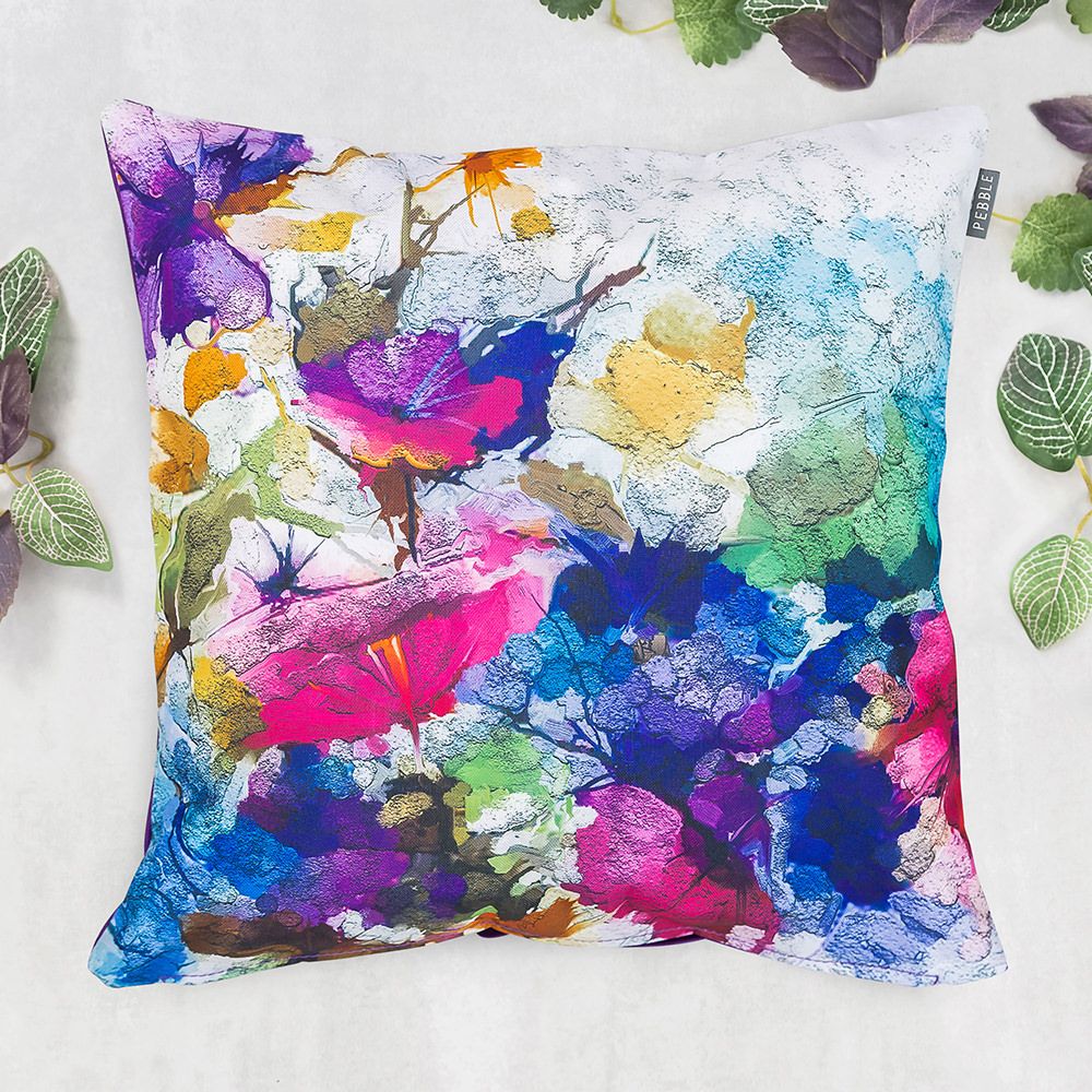 Purple Oil Painting Outdoor Cushion Leaves