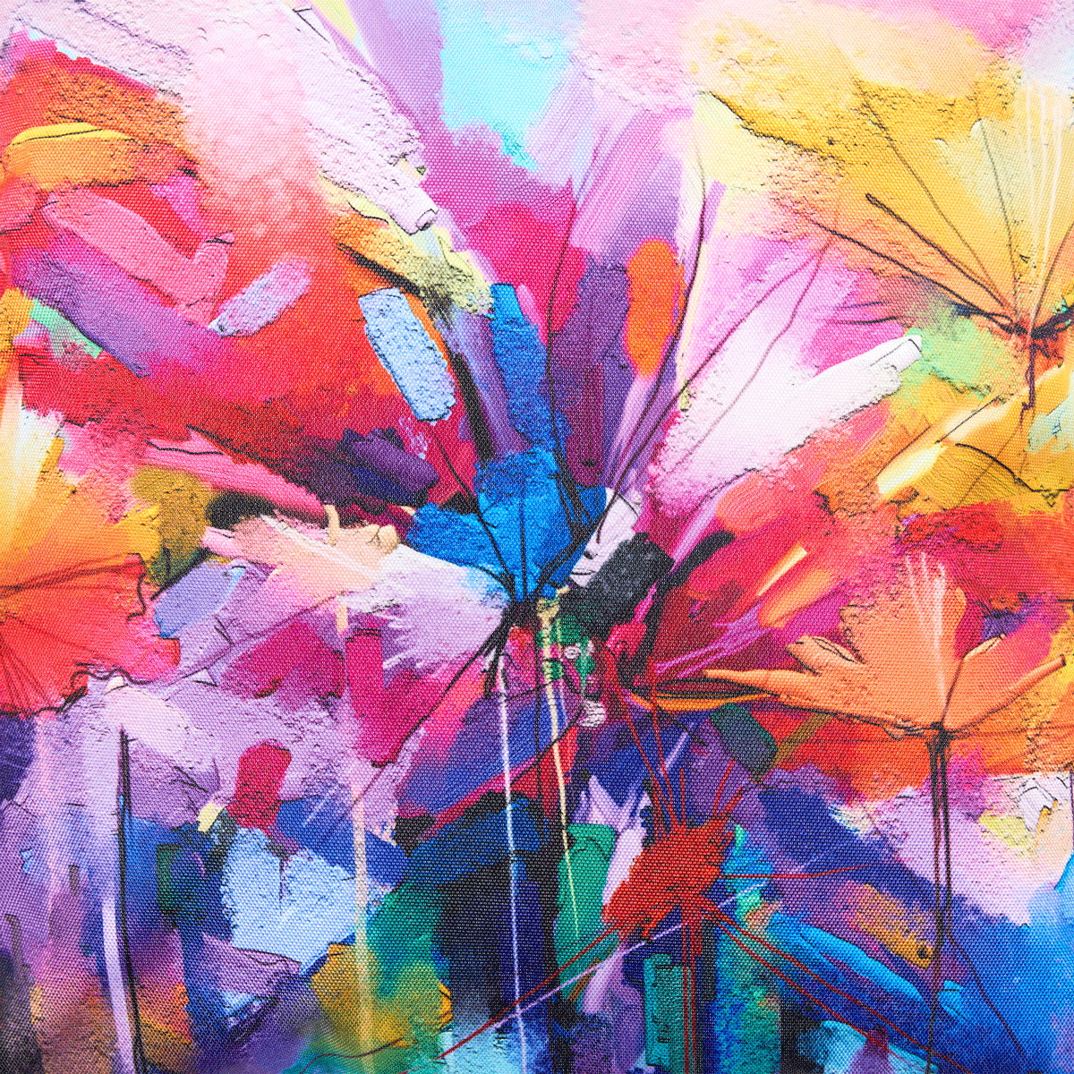 Oil Paint Floral Indoor-Outdoor Cushion, Multicolour